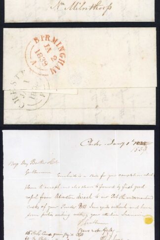 Missent to Birmingham (Superb Strike) on a 1839 Entire