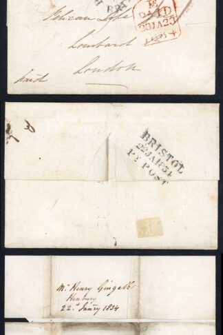 1834 Cover with Bristol Penny Post and Paid at Bristol Hand Stamp