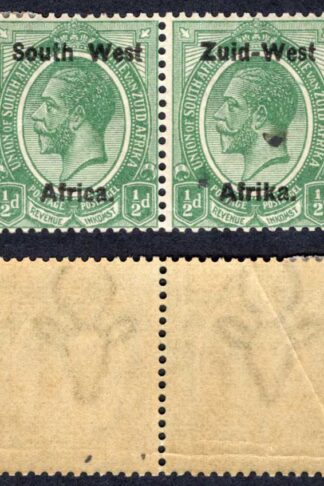 SWA SG1 1/2d Green opt Zuid-west Broken Extra Ink (creased) M/M