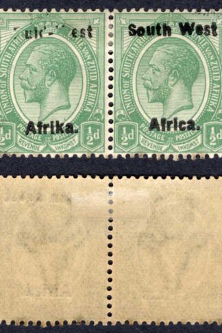 SWA SG1 1/2d Green opt Zuid-west M/M Overprint partially missing