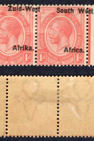 SWA SG2 1d opt Zuid-west Pair M//M Overprint Dramatically Misplaced