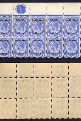 SWA SG4 3d opt Zuid-west Block of 12 U/M Line Before Opt Bottom right 2 Stamps
