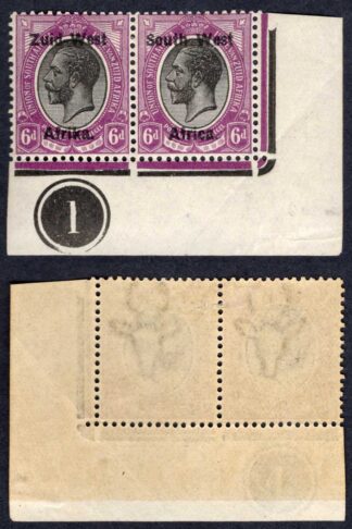 SWA SG6 6d opt Zuid-west Plate Block M/M Small dot after Africa