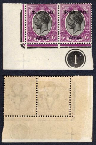 SWA SG6 6d opt Zuid-west Plate Block M/M