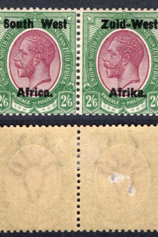 SWA SG9 2/6 opt Zuid-west Marginal Pair M/M (left stamp has a Thin) Cat 75 po