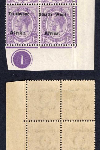 SWA SG36 1/3 opt Zuid west (12mm) Plate Block Misplaced Overprint
