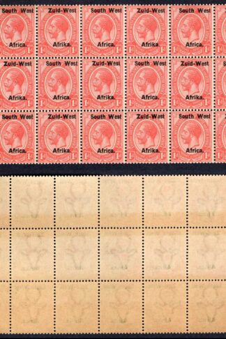 SWA SG2 1d opt Zuid-west U/M Block (toned) 2 stamps dots before A
