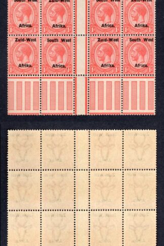 SWA SG2 1d opt Zuid-west Gutter Block of 20 U/M Part r in Africa