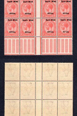 SWA SG2 1d opt Zuid-west Gutter Block of 20 U/M Part r in Africa