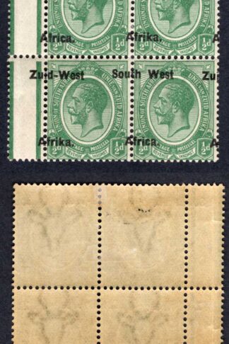 SWA SG1 1/2d opt Zuid-west 2 x U/M Overprint Misplaced
