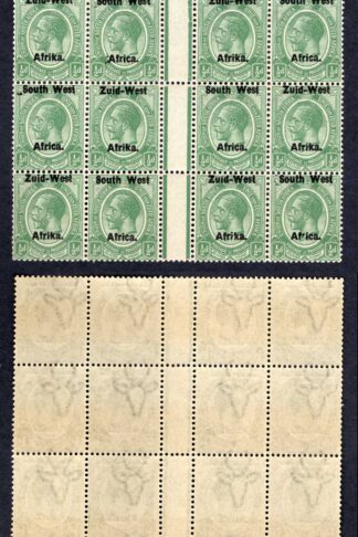 SWA SG1 1/2d opt Zuid-west Gutter Block of 20 U/M Part r in Africa