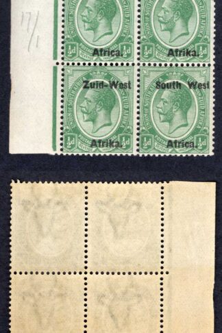 SWA SG1 1/2d opt Zuid-west Block of 4 U/M Wes. for West (NOT SG1a)