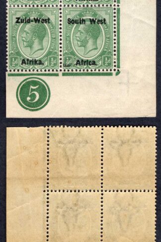 SWA SG1 1/2d  opt Zuid-west  Plate Block U/M (crease on top pair)
