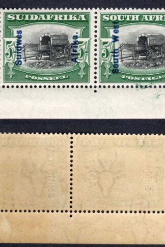 SWA SG53 5/- opt Suidwes Corner Pair U/M Cat 75 pounds