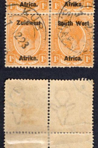SWA SG22 1/- opt Zuid west (11 mm) rejoined Block Cat 90 pounds