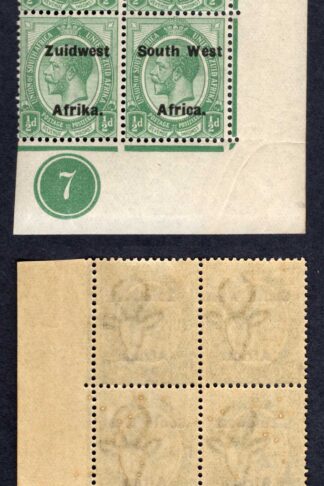 SWA SG29 1/2d opt Zuid west (12 mm) Plate Block U/M