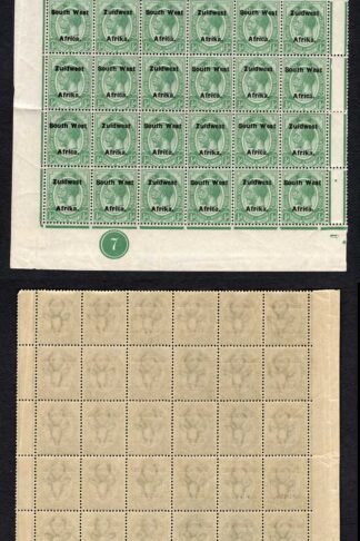 SWA SG29 1/2d opt Zuid west (12 mm) Plate Block of 18 U/M Cat 168++ pounds
