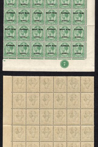 SWA SG29 1/2d opt Zuid west (12 mm) Plate Block of 30 U/M Cat 105++ pounds