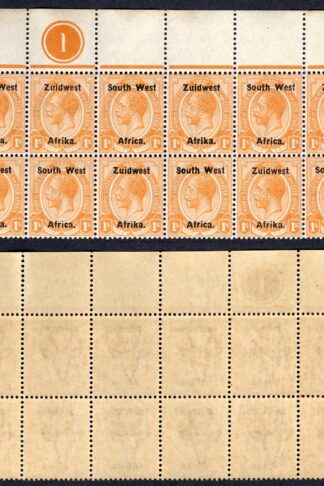 SWA SG22 1/- opt Zuid west (11 mm) Plate Block of 12 U/M