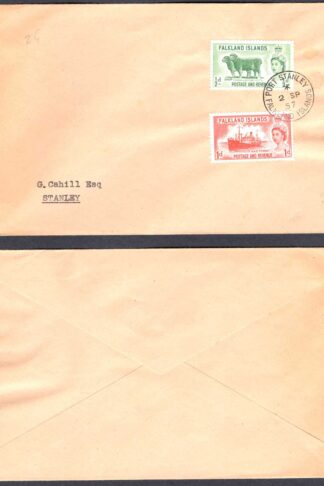 Falkland Is SG187/8 on a Local Cover