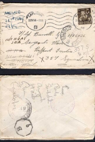 South Africa 1944 Registered Envelope RAF Cover