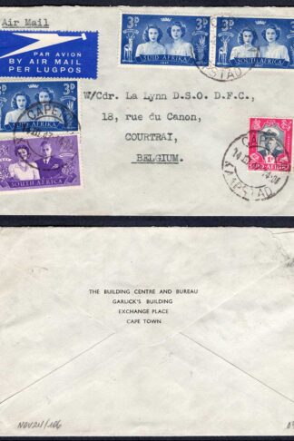 South Africa 1947 Cover to W/Cdr La Lynn DSO DFC3.75