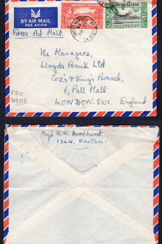 Sierra Leone KGVI 1/2d and 2d on Forces Air Mail Cover