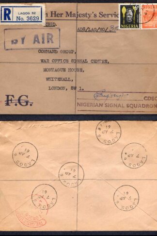 Nigeria Lagos OHMS Registered cover