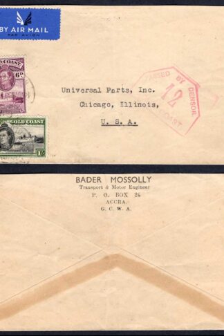 Gold Coast Censored Cover with KGVI 1/- and 6d