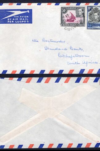 KUT KGVI 30c and 50c on an Airmail cover to South Africa