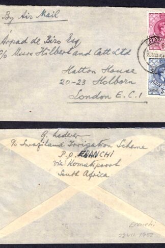 Swaziland KGVI 3d and 6d on Airmail cover to London