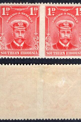 Southern Rhodesia SG 2a 1d pair IMPERF between M/M Cat 1000 pounds