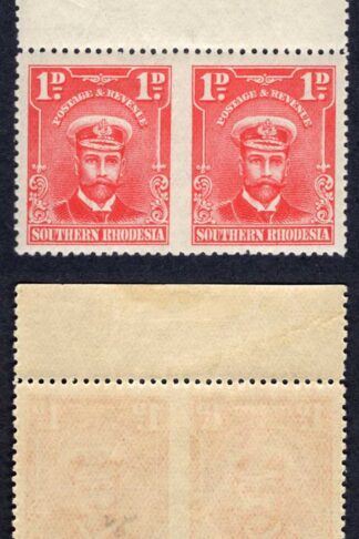 Southern Rhodesia SG2a 1d pair IMPERF between M/M Cat 1000 pounds