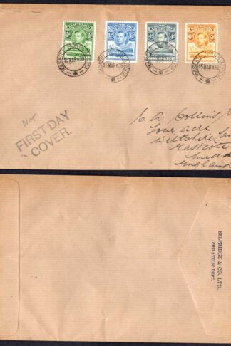 Basutoland KGVI 1/2d 1 1/2d 4d and 6d on a cover (Not FDC)
