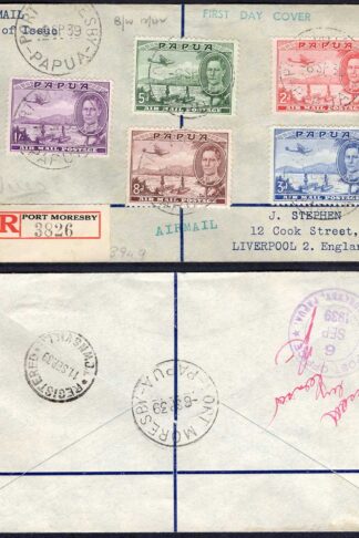 Papua SG163-7 1939 Air Set on censored FDC