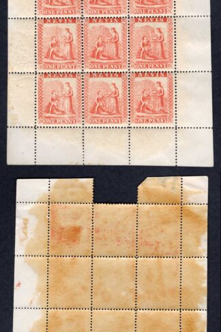 Nevis SG15 1d sheet mint Plate A inc Listed Varieties Cat 680++ pounds