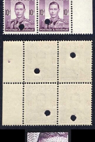 Southern Rhodesia SG47 1937 10d Perf Proof Block with Variety Dart in Ear U/M