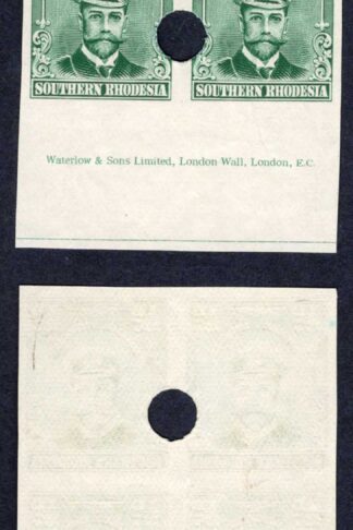 Southern Rhodesia SG1 1/2d Blue-green Imperf Proof IMPRINT Block