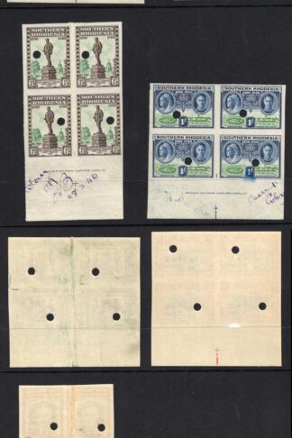 Southern Rhodesia SG53/60 1940 BSACo Set in Plate Proofs IMPRINT Blocks