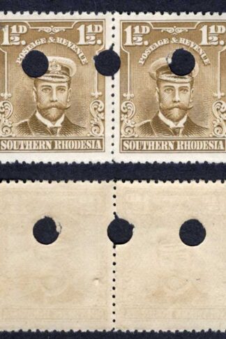 Southern Rhodesia SG3 1 1/2d Bistre Admiral Proof Pair