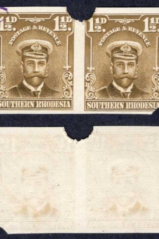Southern Rhodesia SG3 1 1/2d Bistre Admiral Plate Proof Pair