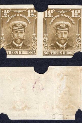 Southern Rhodesia SG3 1 1/2d Bistre Admiral Plate Proof Pair