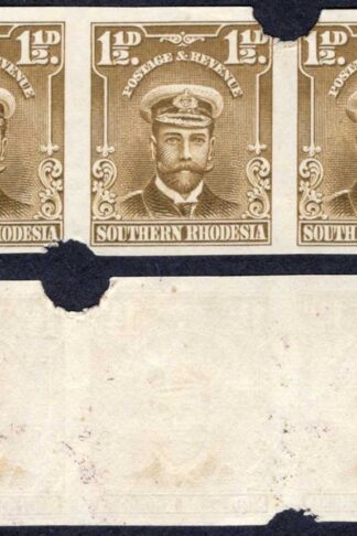 Southern Rhodesia SG3 1 1/2d Bistre Admiral Plate Proof Strip