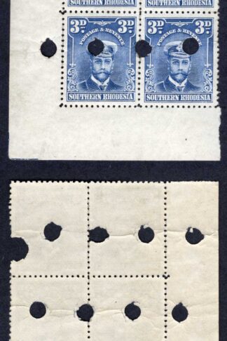Southern Rhodesia SG5 3d Blue Admiral Plate Proof Block