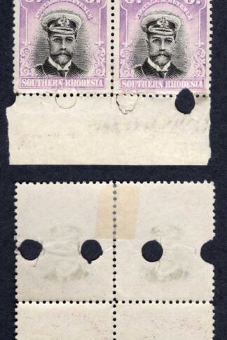 Southern Rhodesia SG7 6d Black and Mauve Admiral Proof Block
