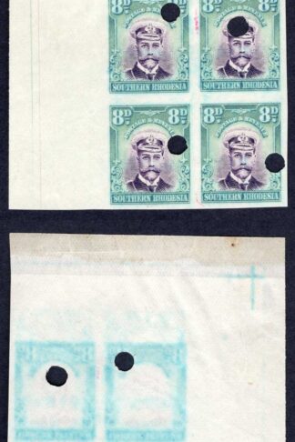 Southern Rhodesia SG8 8d Admiral CORNER Proof Block
