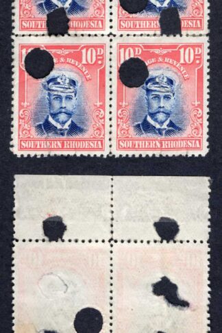 Southern Rhodesia SG9 10d Admiral Proof Block