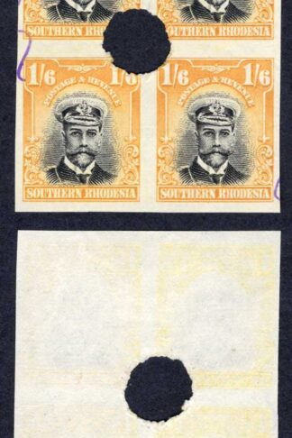 Southern Rhodesia SG11 1/6 Admiral Plate Proof Block