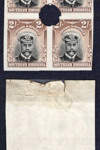 Southern Rhodesia SG12 2/- Admiral Plate Proof Block