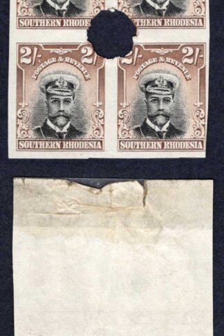 Southern Rhodesia SG12 2/- Admiral Plate Proof Block